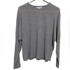 Socialite Crewneck Dolman Sleeve Ribbed Gray Sweatshirt Size Medium